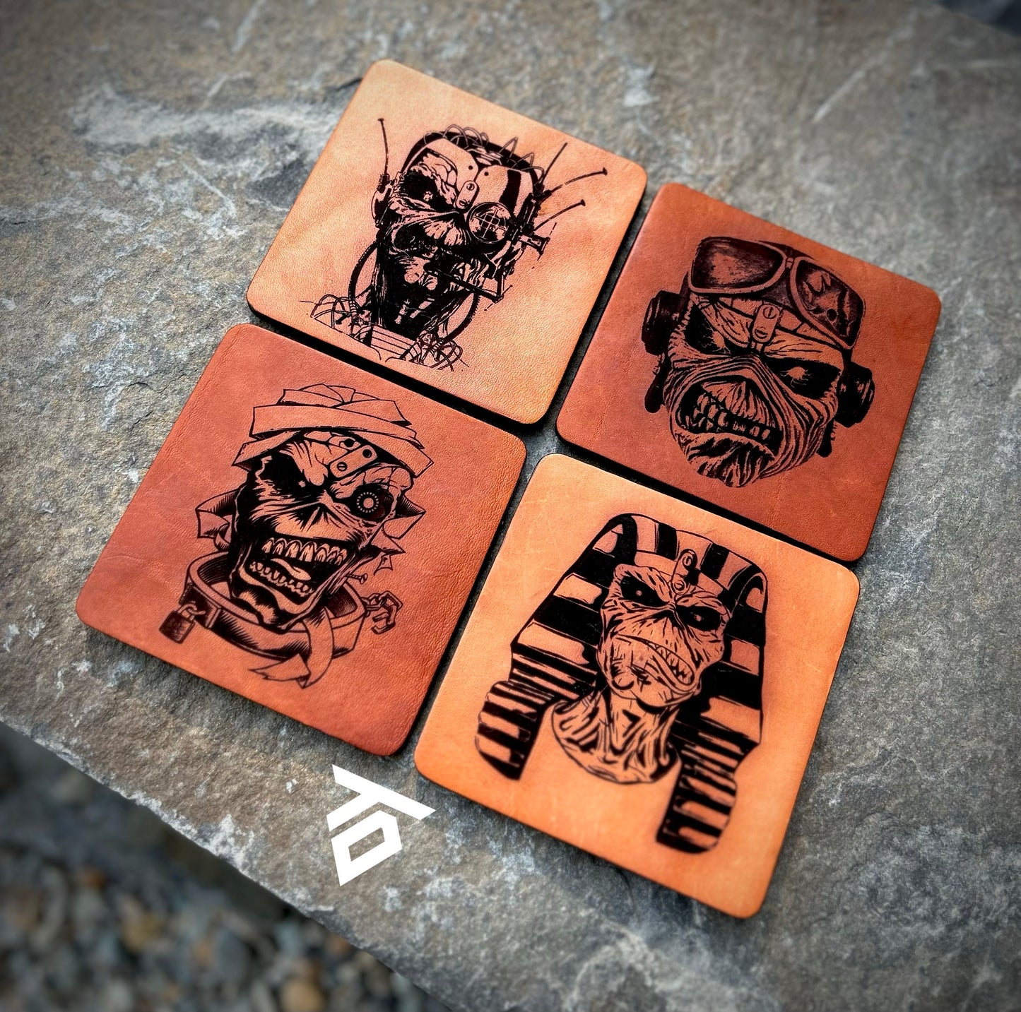 Leather coasters, set of 4
