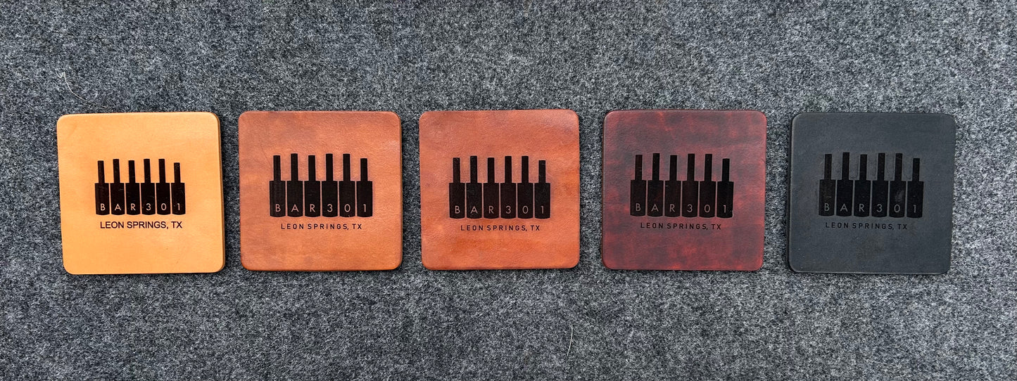 Leather coasters, set of 4